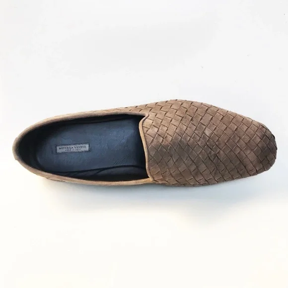 BOTTEGA VENETA ITALIAN BEIGE GENUIN LEATHER CASUAL LOAFERS MEN'S SHOE SIZE 42
